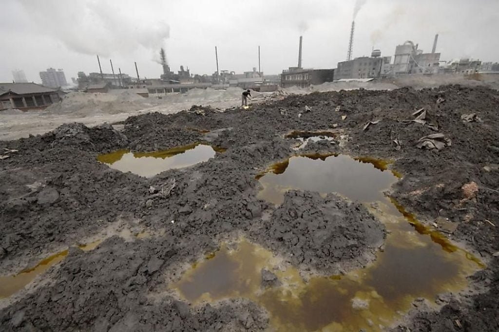 Chemicals from factories contaminating the soil and groundwater