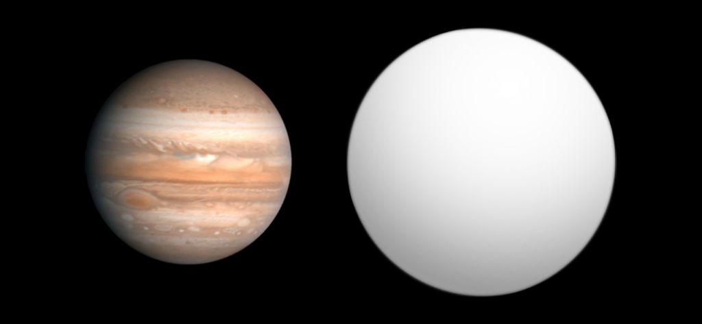 Exoplanet Comparison of best-fit size of the exoplanet TrES-3 b with the Solar System planet Jupiter