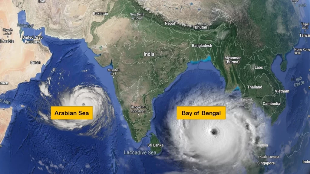 more cyclones in the Bay of Bengal than in the Arabian Sea