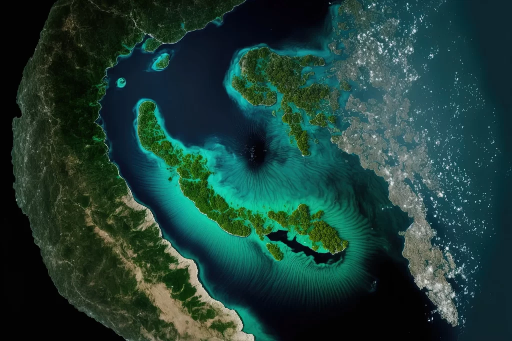 phytoplankton blooms in oceans Satellite imagery licensed |