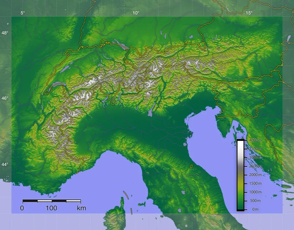 The Alps Mountains Map