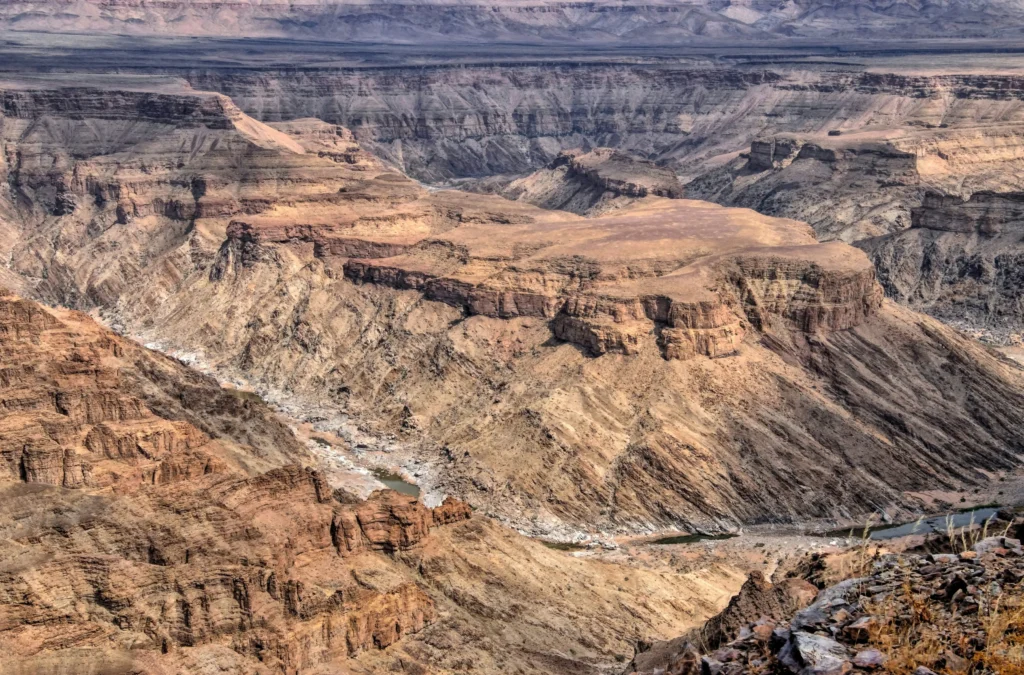 Fish River Canyon, Namibia – Africa’s largest canyon with breathtaking landscapes and rugged terrain.