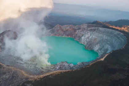 Beautiful volcanic island lake Like Lake Taal, Philippines