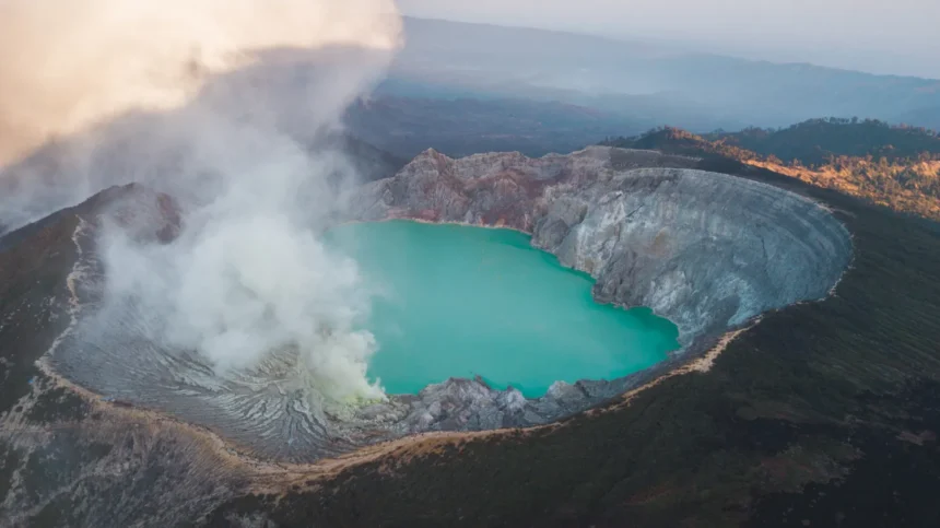 Beautiful volcanic island lake Like Lake Taal, Philippines